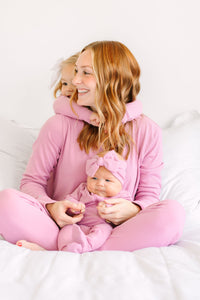 Solid Mauve PJ Footless Onesie Ribbed Cotton/Bamboo Blend