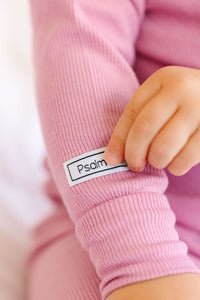 Solid Mauve PJ Long Sleeve Set Ribbed Cotton/Bamboo Blend