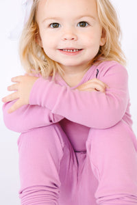 Solid Mauve PJ Long Sleeve Set Ribbed Cotton/Bamboo Blend