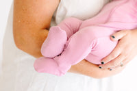 Solid Mauve PJ Footed Onesie Ribbed Cotton/Bamboo Blend