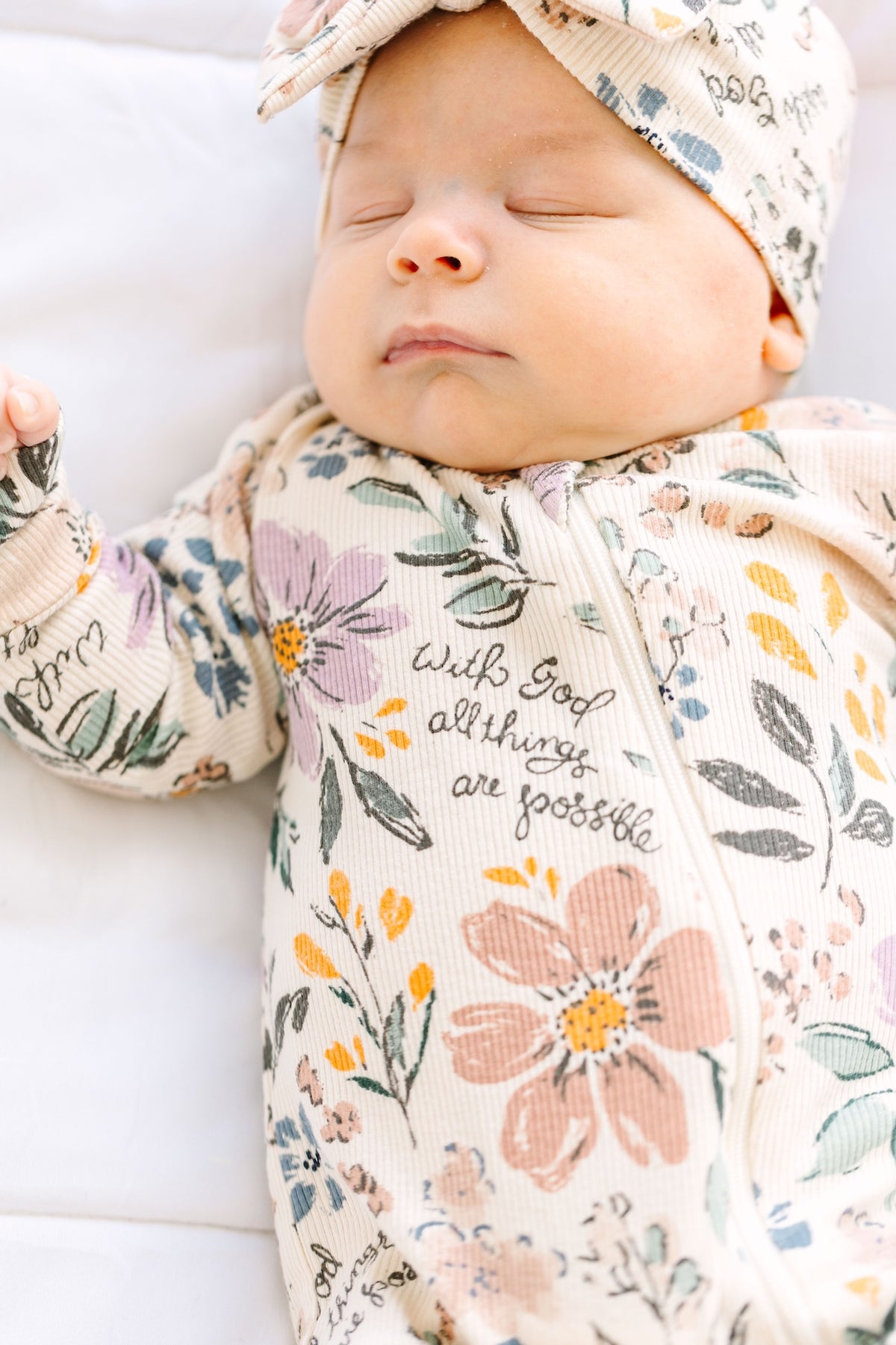 All Things Are Possible Footed Onesie PJ Ribbed Cotton/Bamboo Blend