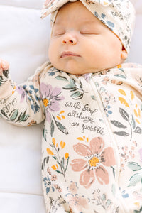 All Things Are Possible Footed Onesie PJ Ribbed Cotton/Bamboo Blend