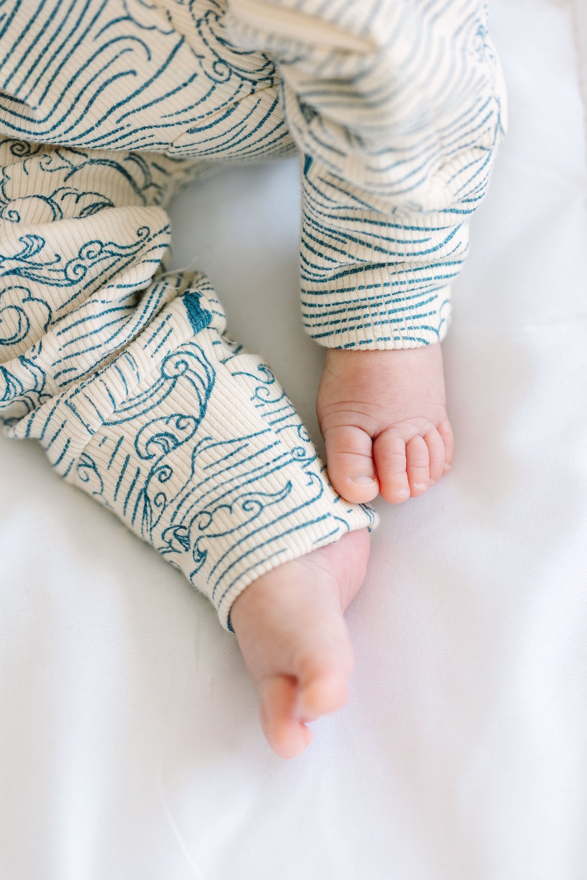 Walking on Water PJ Footless Onesie Ribbed Cotton/Bamboo Blend