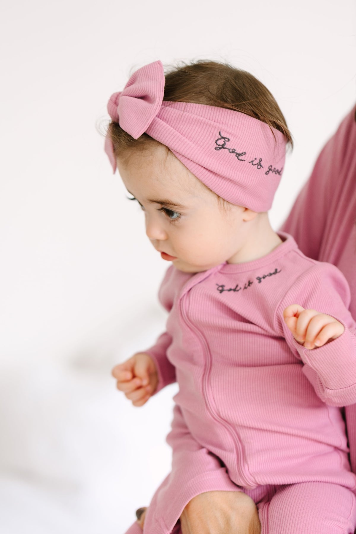 Solid Mauve Headband Ribbed Cotton/Bamboo Blend