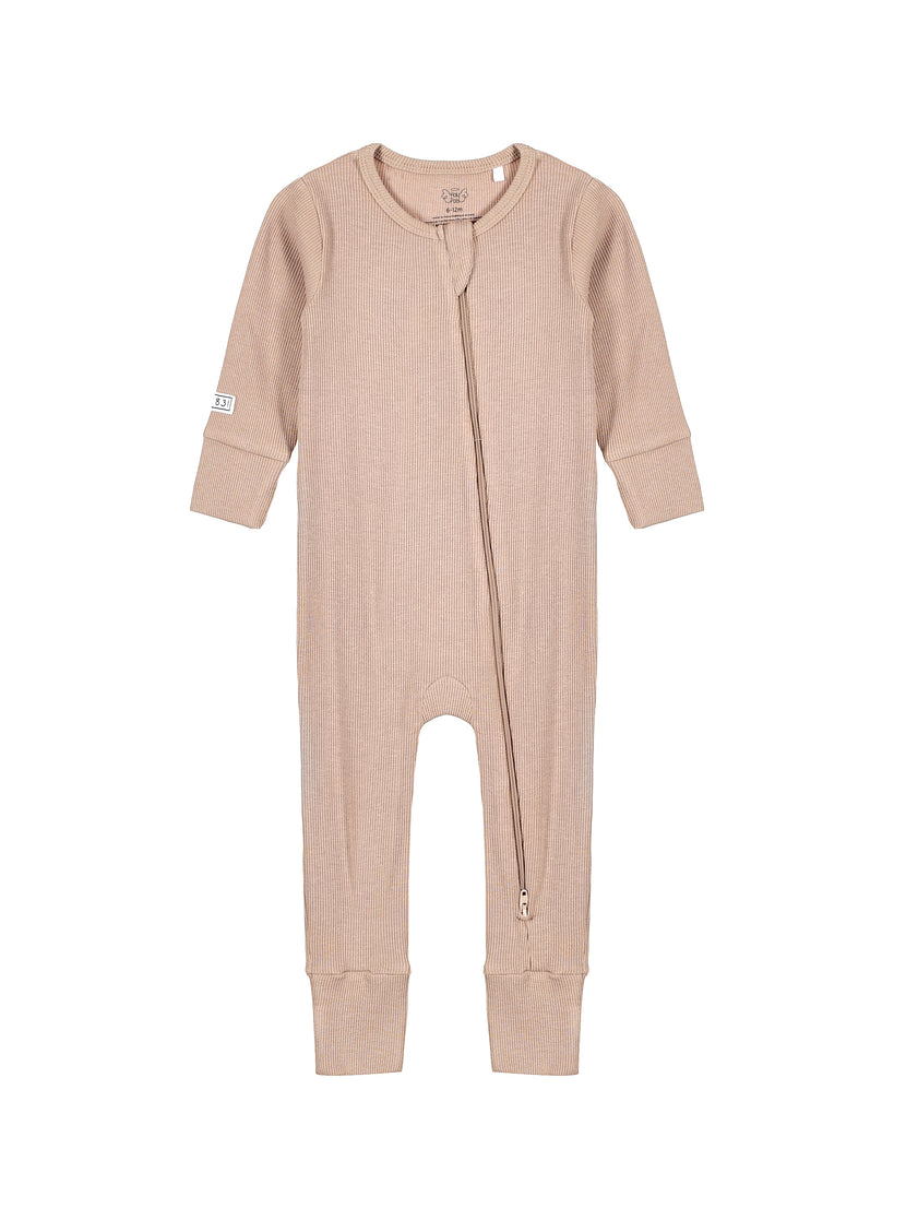 God's Got My Back Beige PJ Footless Onesie Ribbed Cotton-Bamboo Blend