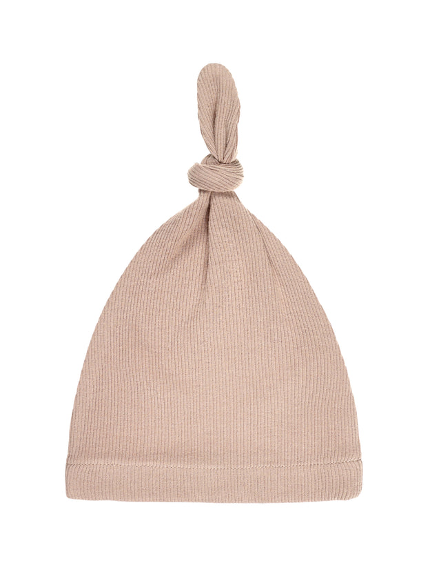 God's Got Your Back Beige Knotted Hat Ribbed Cotton-Bamboo Blend