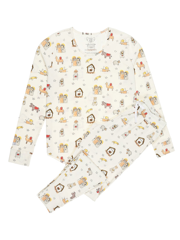 Away in a Manger Womens Jogger PJ Set Cotton