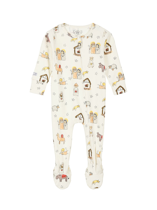 Away in a Manger PJ Footed Onesie Cotton