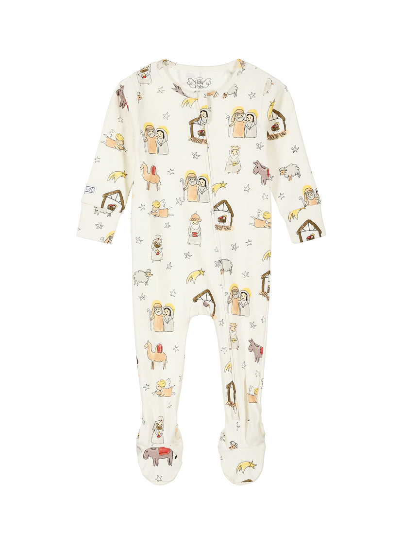 Away in a Manger PJ Footed Onesie Cotton