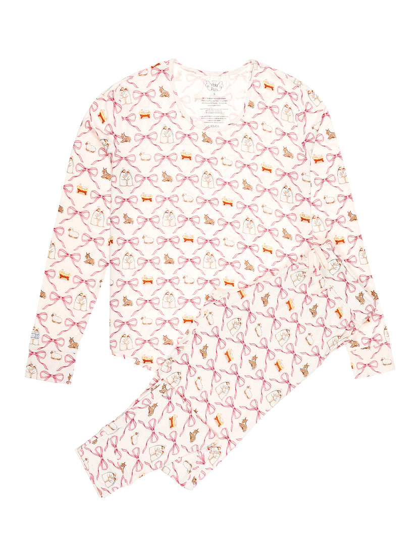 Let Us Adore Him PJ Womens Long Sleeve Jogger Set Bamboo