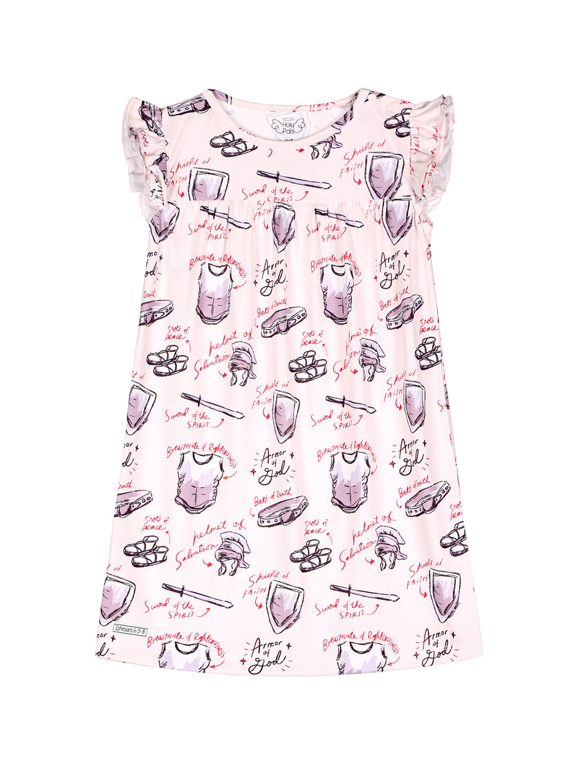 Armor of God Pink PJ Girls Nightgown Polyester