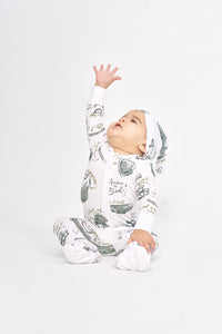 Armor of God White PJ Footed Onesie Bamboo