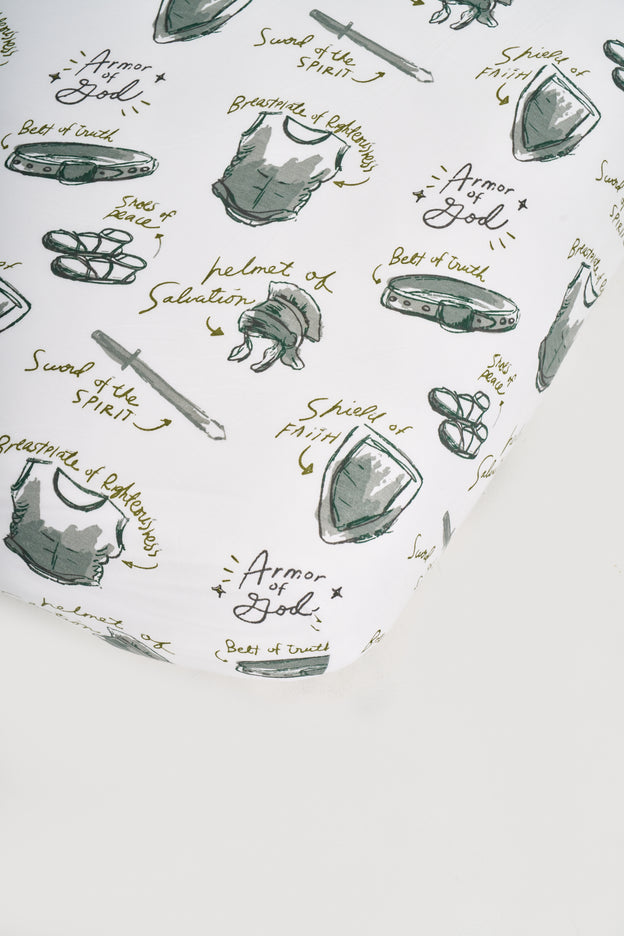 Armor of God White Bedsheet Bamboo