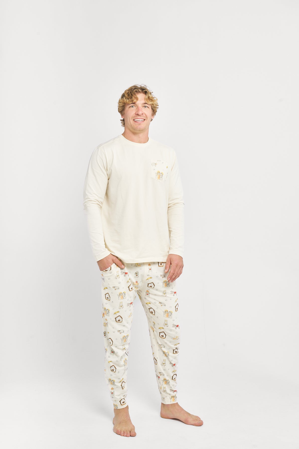 Away in a Manger Christmas Men's PJ Set Cotton