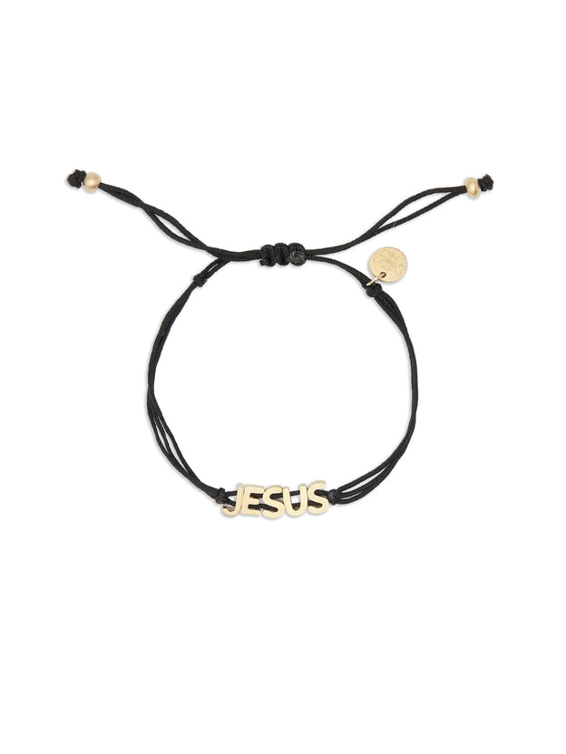 Jesus Black String Bracelet