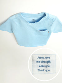 Baby Blue Prayer Pocket T-Shirt Cotton | Short Sleeve