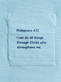 Baby Blue Prayer Pocket T-Shirt Cotton | Short Sleeve