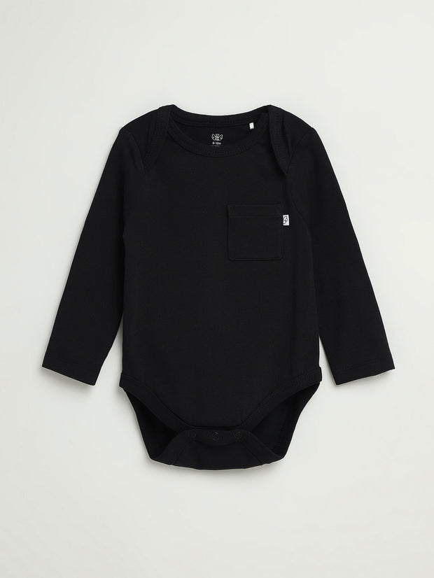 Baby Black Prayer Pocket Bodysuit | Long Sleeve
