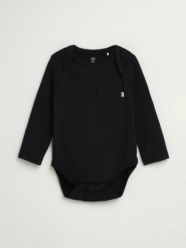 Baby Black Prayer Pocket Bodysuit | Long Sleeve