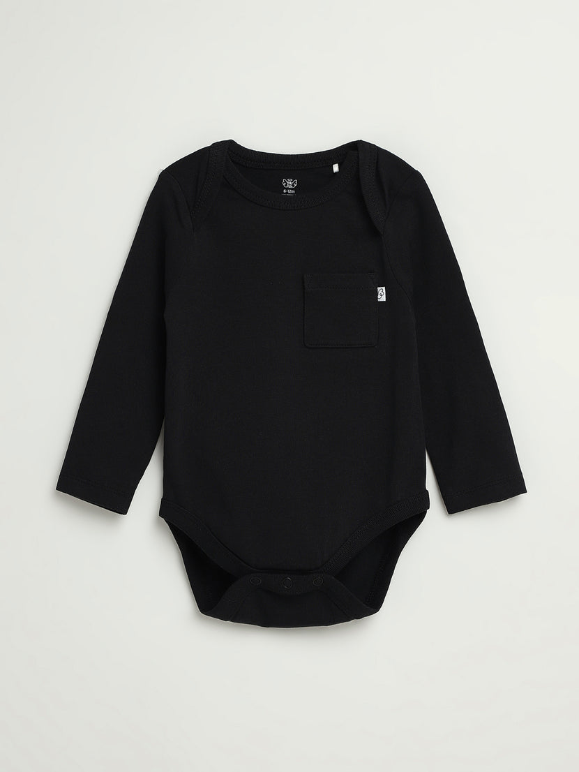 Baby Black Prayer Pocket Bodysuit | Long Sleeve