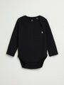 Baby Black Prayer Pocket Bodysuit | Long Sleeve