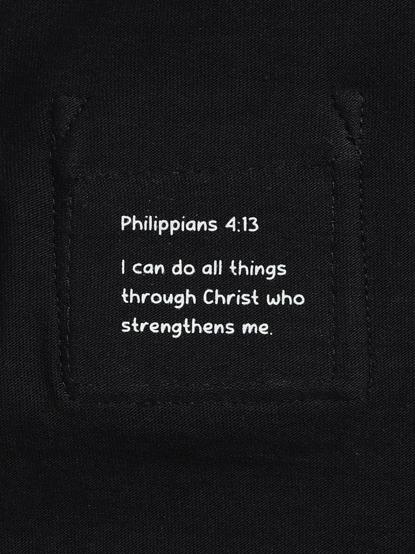 Baby Black Prayer Pocket Bodysuit | Long Sleeve