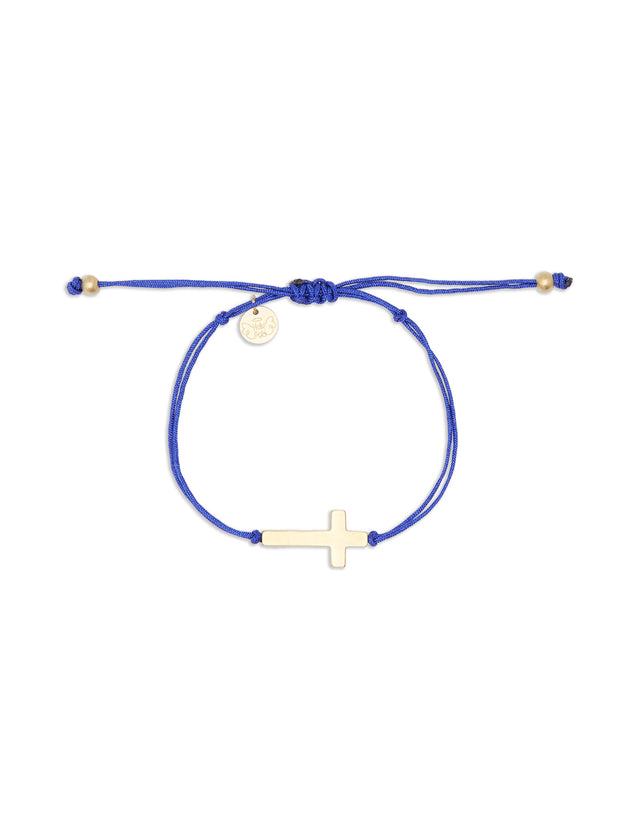 Cross Blue String Bracelet