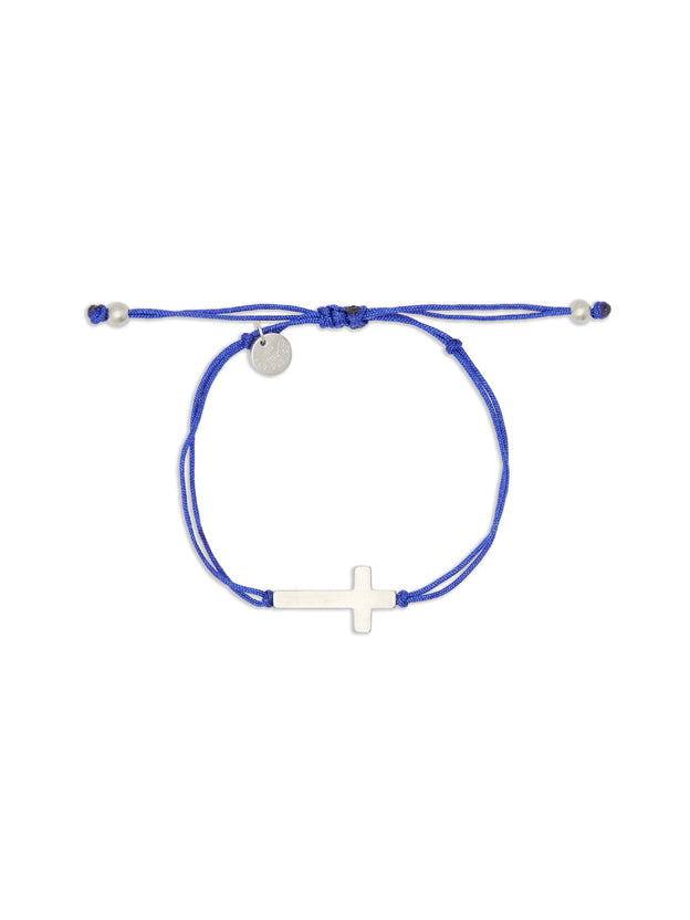 Cross Blue String Bracelet