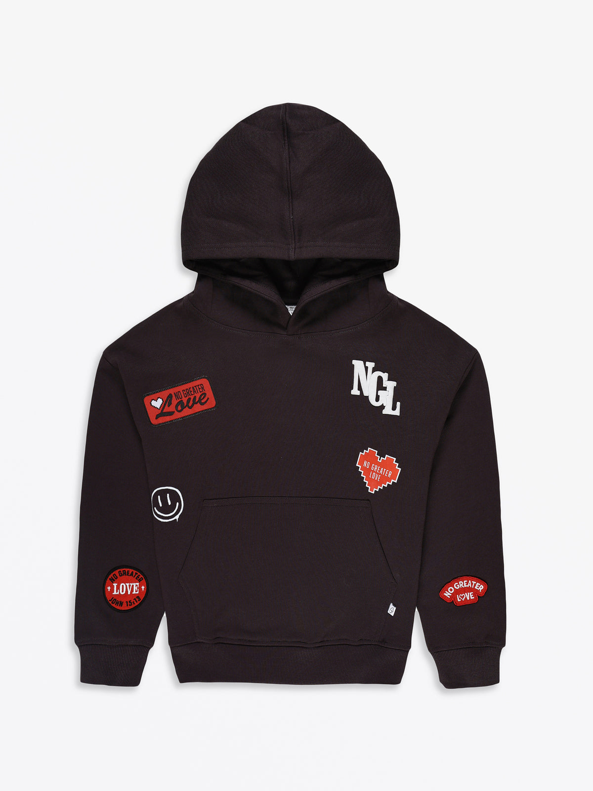 No Greater Love Black Cotton Fleece Hoodie