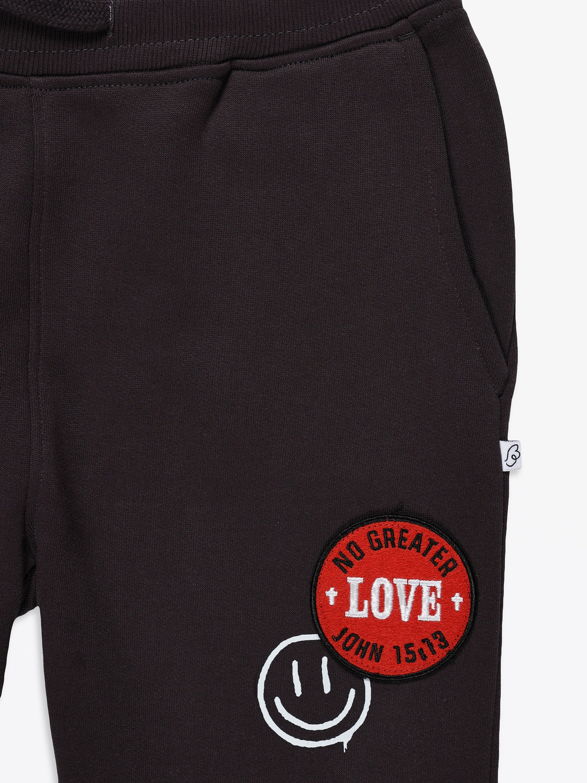 No Greater Love Black Cotton Fleece Jogger