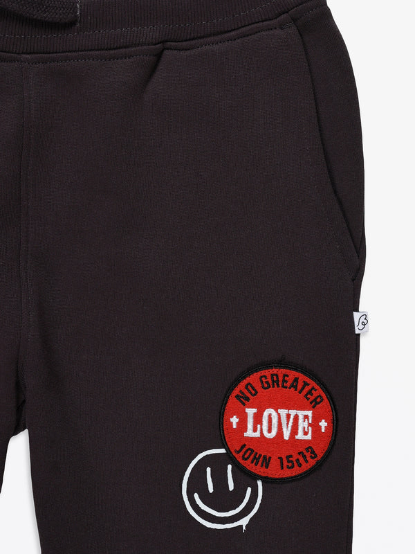 No Greater Love Black Cotton Fleece Jogger