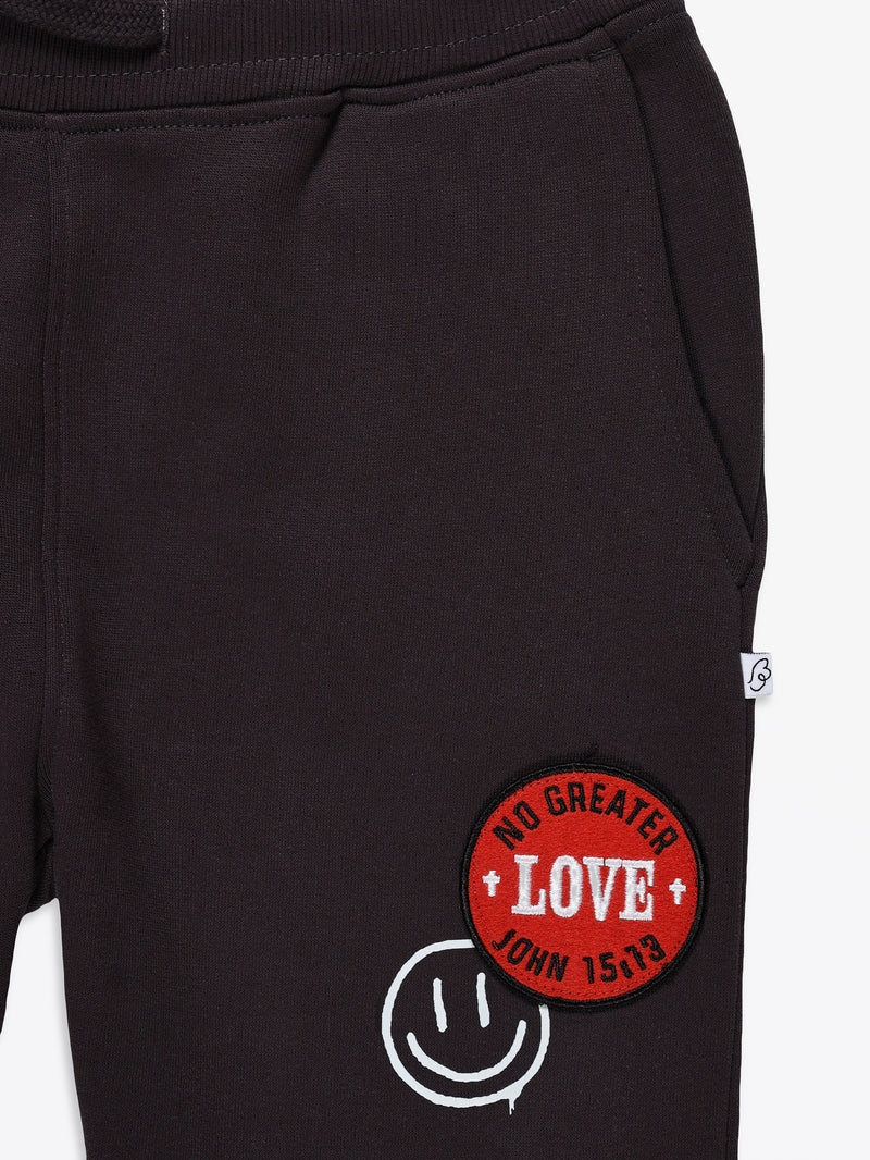 No Greater Love Vintage Washed Black Cotton Fleece Jogger