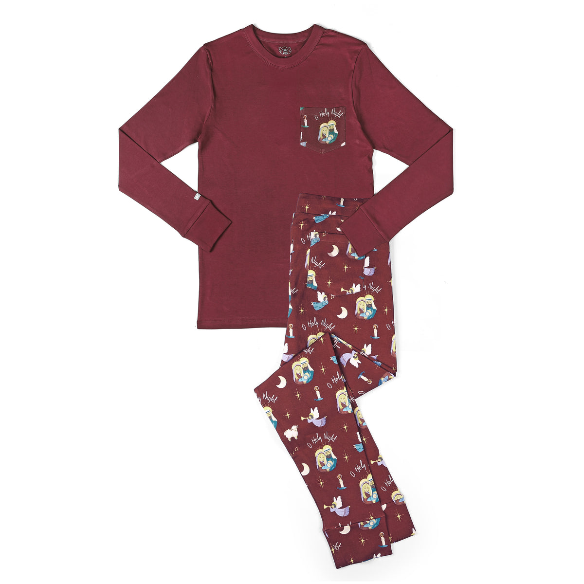 O Holy Night Burgundy Christmas Men's PJ Set Cotton