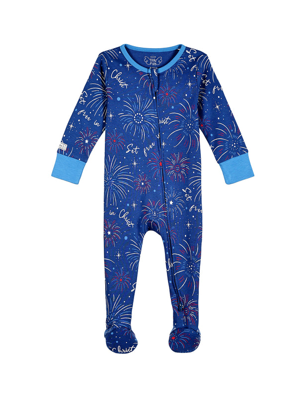 Set Free in Christ PJ Footed Onesie Cotton