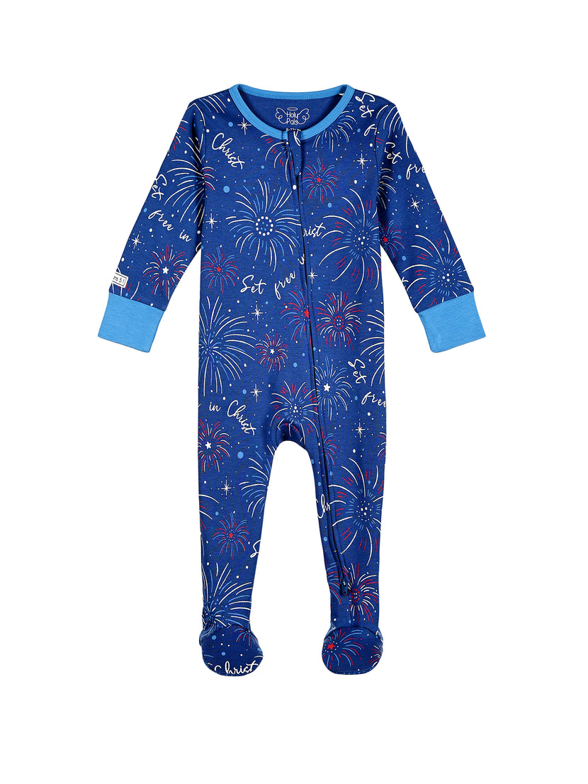 Set Free in Christ PJ Footed Onesie Cotton