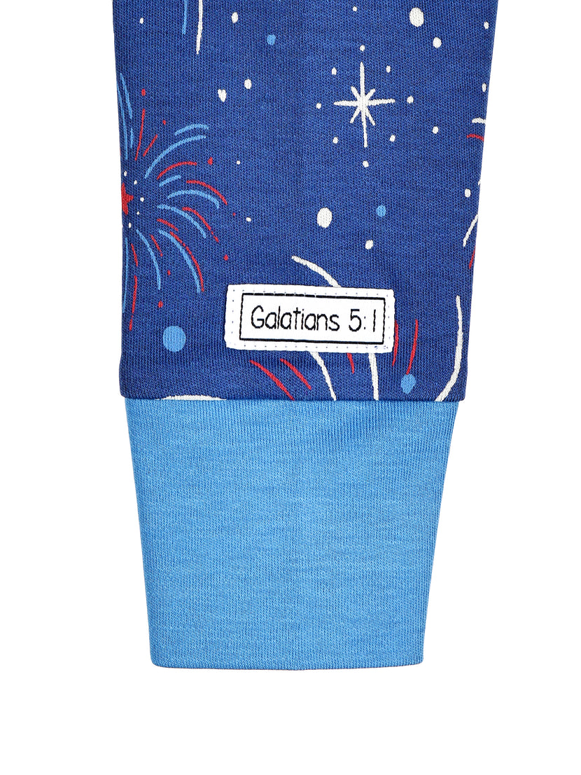 Set Free in Christ PJ Footed Onesie Cotton