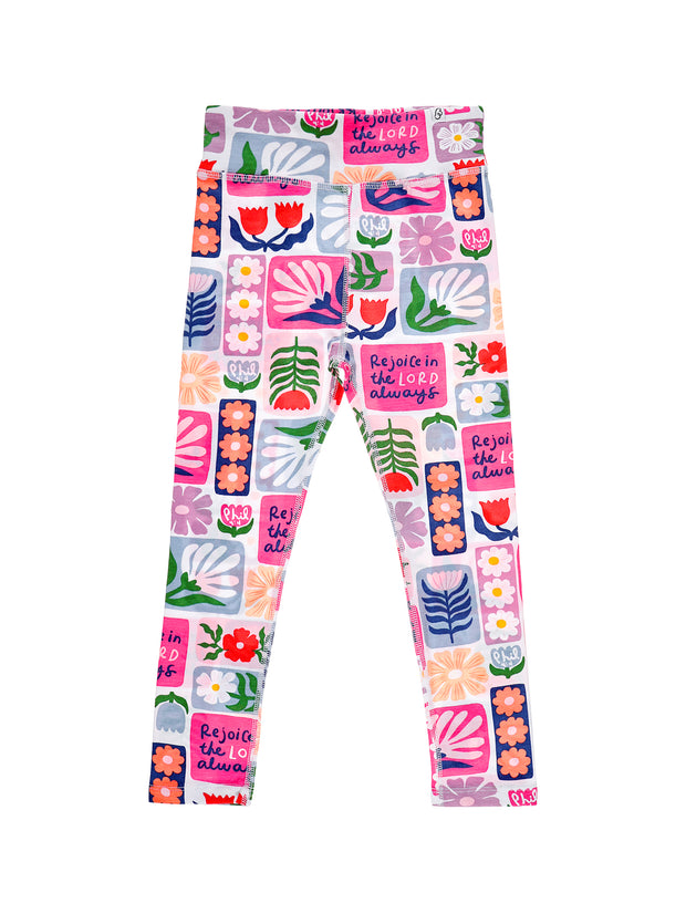 Kids Rejoice in the Lord Floral Leggings