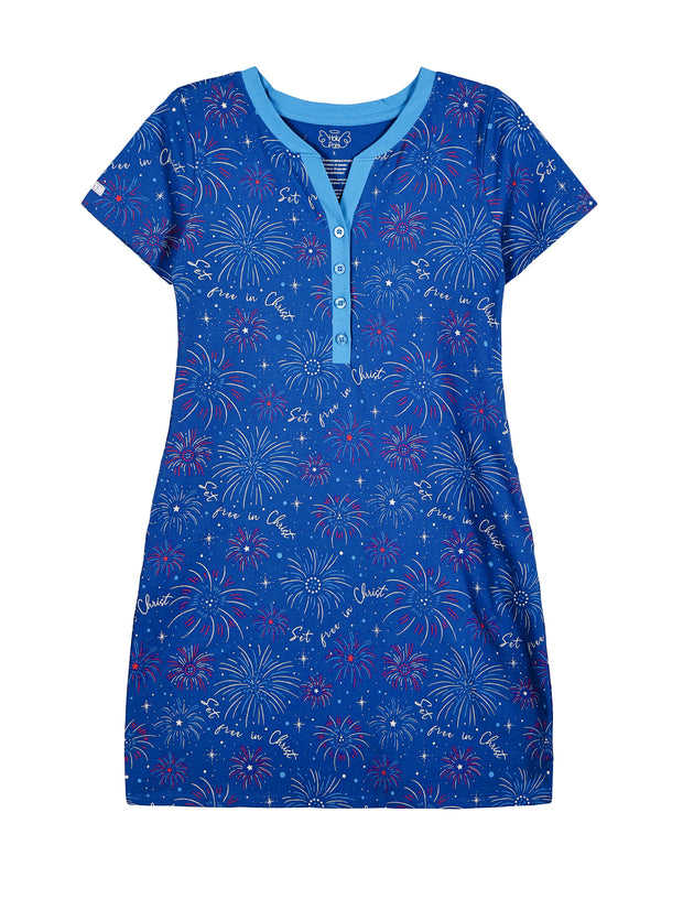 Set Free in Christ Womens PJ Nightgown Cotton