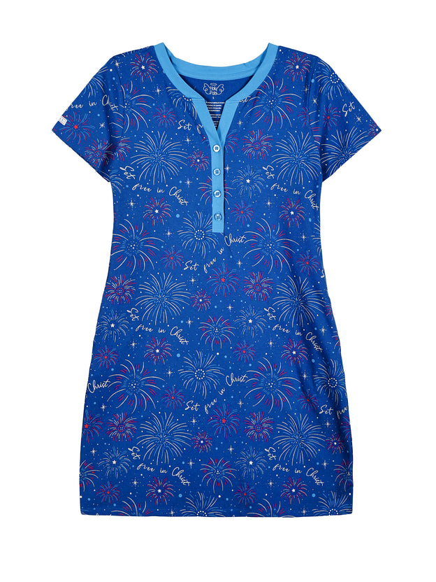 Set Free in Christ Womens PJ Nightgown Cotton