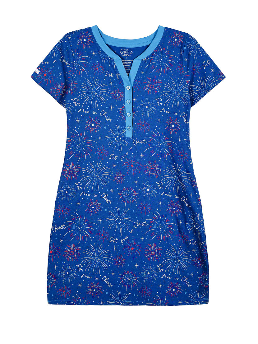 Set Free in Christ Womens PJ Nightgown Cotton