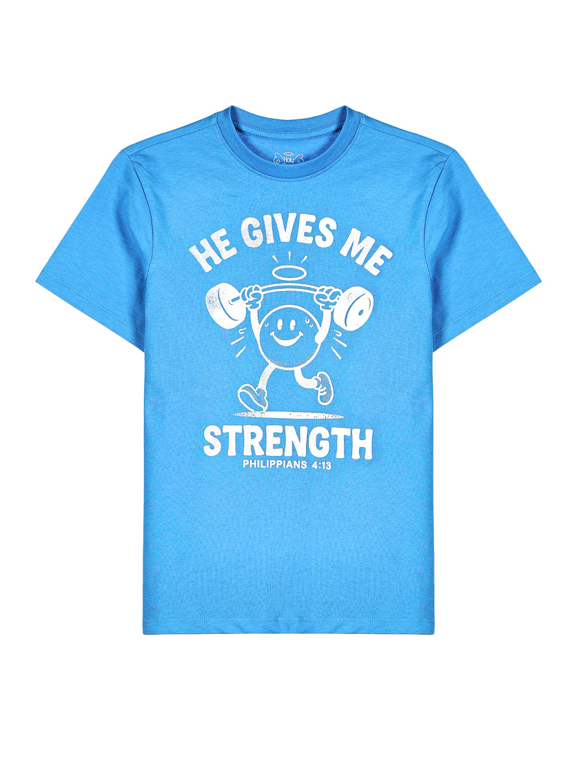 Kids He Gives Me Strength T-Shirt Cotton | Short Sleeve
