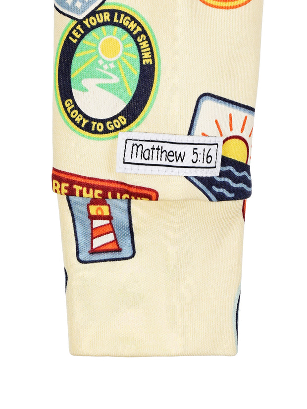 Be the Light Badges PJ Footless Onesie Cotton