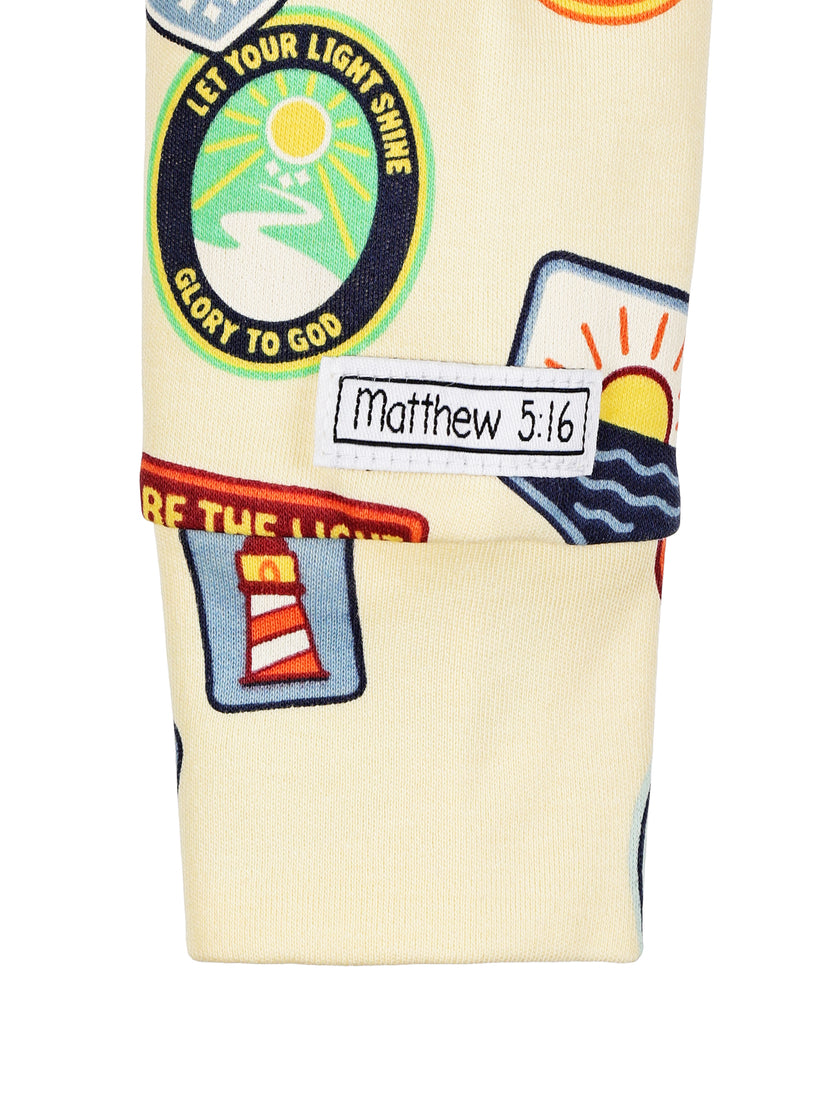 Be the Light Badges PJ Footless Onesie Cotton