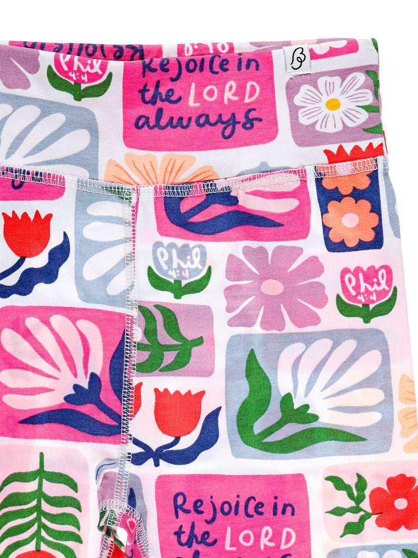 Kids Rejoice in the Lord Floral Leggings