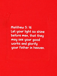 Kids Shine Red Prayer Pocket T-Shirt | Short Sleeve