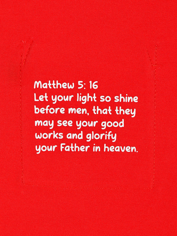 Kids Shine Red Prayer Pocket T-Shirt | Short Sleeve