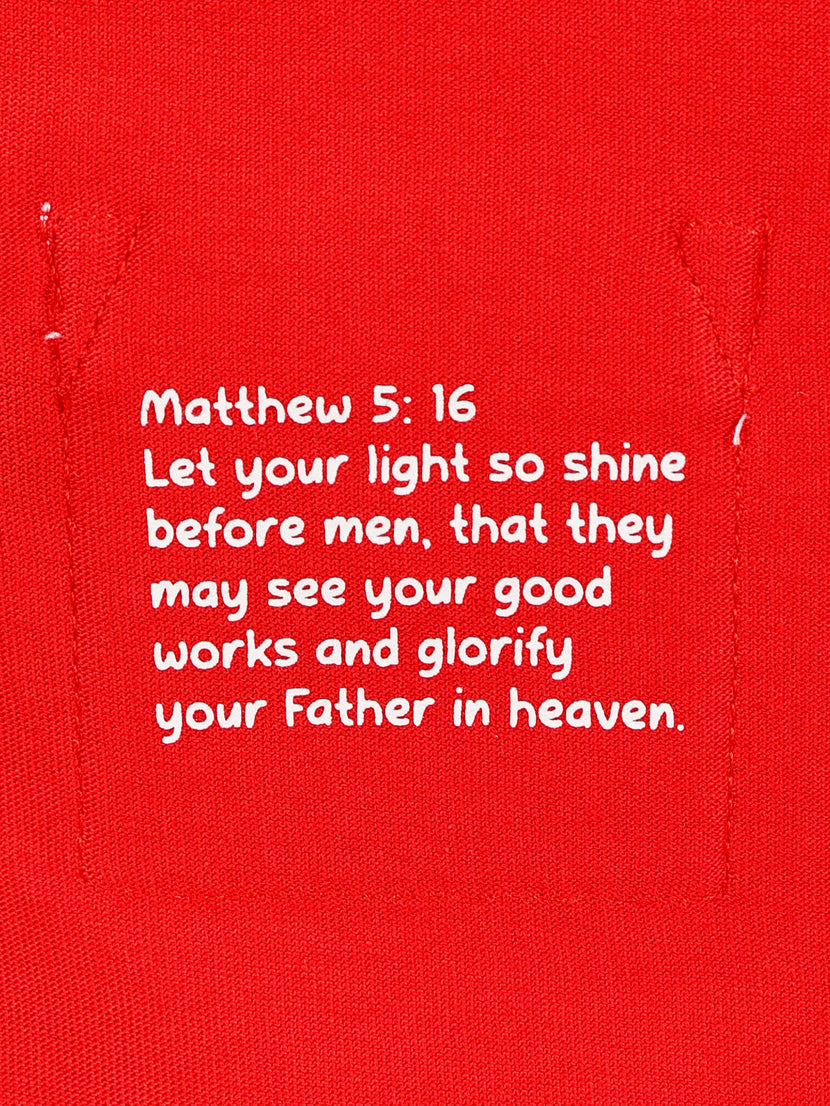 Baby Shine Red Prayer Pocket Bodysuit | Short Sleeve