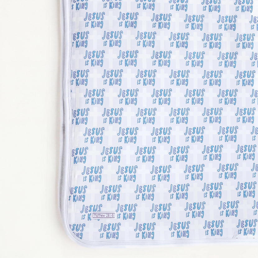 Jesus Is King Blue Blanket Bamboo