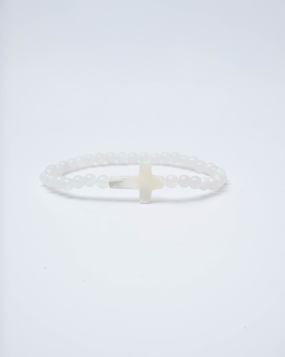 White Small Stone Cross Bracelet