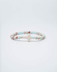 Dainty Small Stone Cross Bracelet